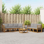 vidaXL Outdoor-Sofagarnitur mit Kissen 8 pcs Natürlich und Hellgrau