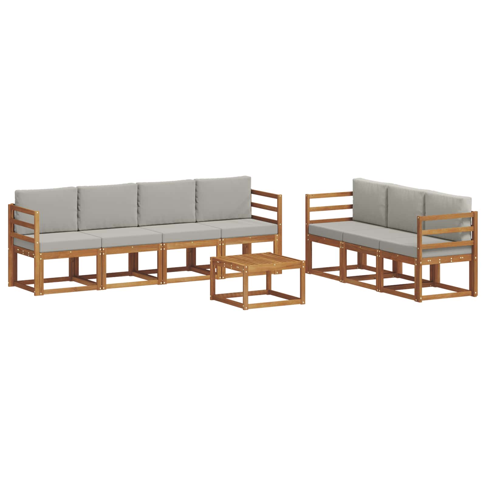 vidaXL Outdoor-Sofagarnitur mit Kissen 8 pcs Natürlich und Hellgrau