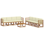 vidaXL Outdoor-Sofagarnitur mit Kissen 9 pcs Natur und Creme