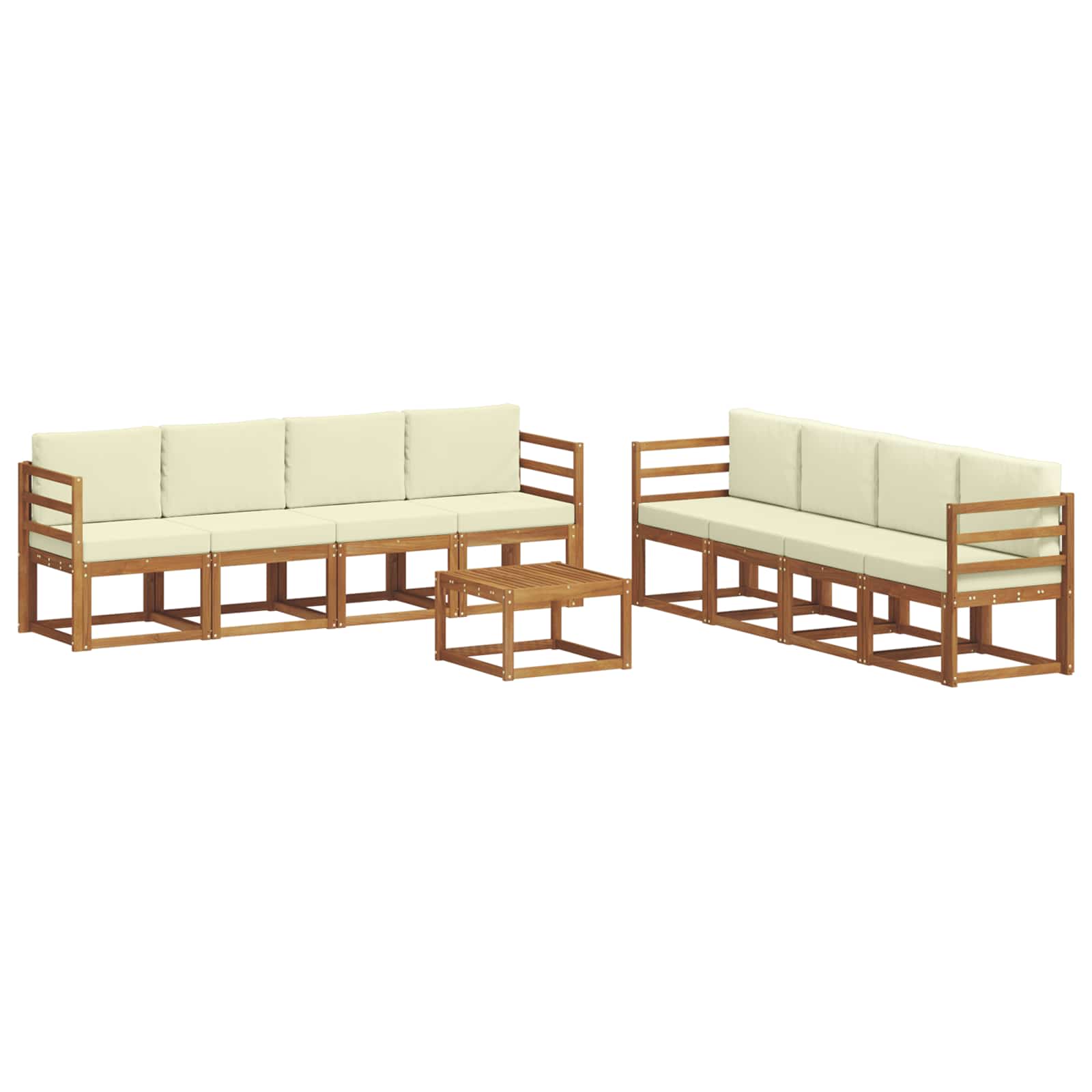 vidaXL Outdoor-Sofagarnitur mit Kissen 9 pcs Natur und Creme