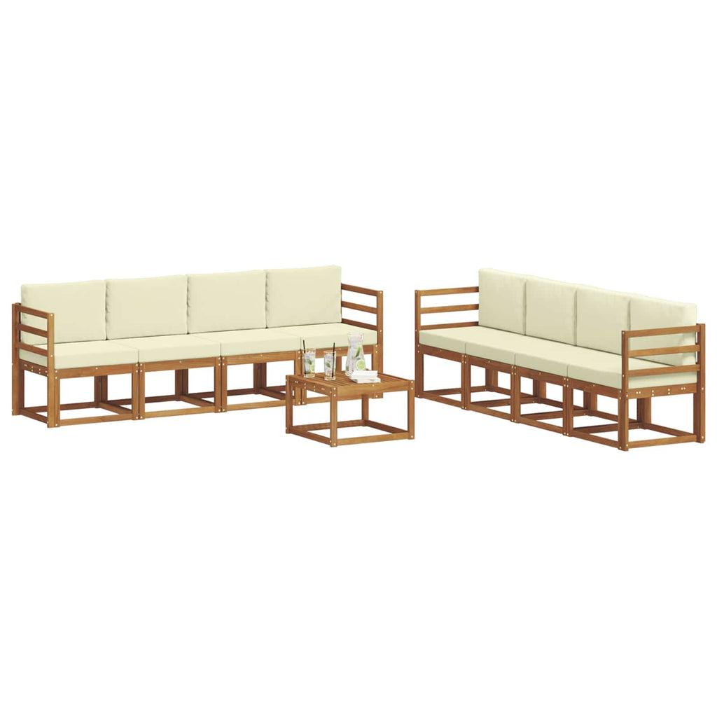 vidaXL Outdoor-Sofagarnitur mit Kissen 9 pcs Natur und Creme