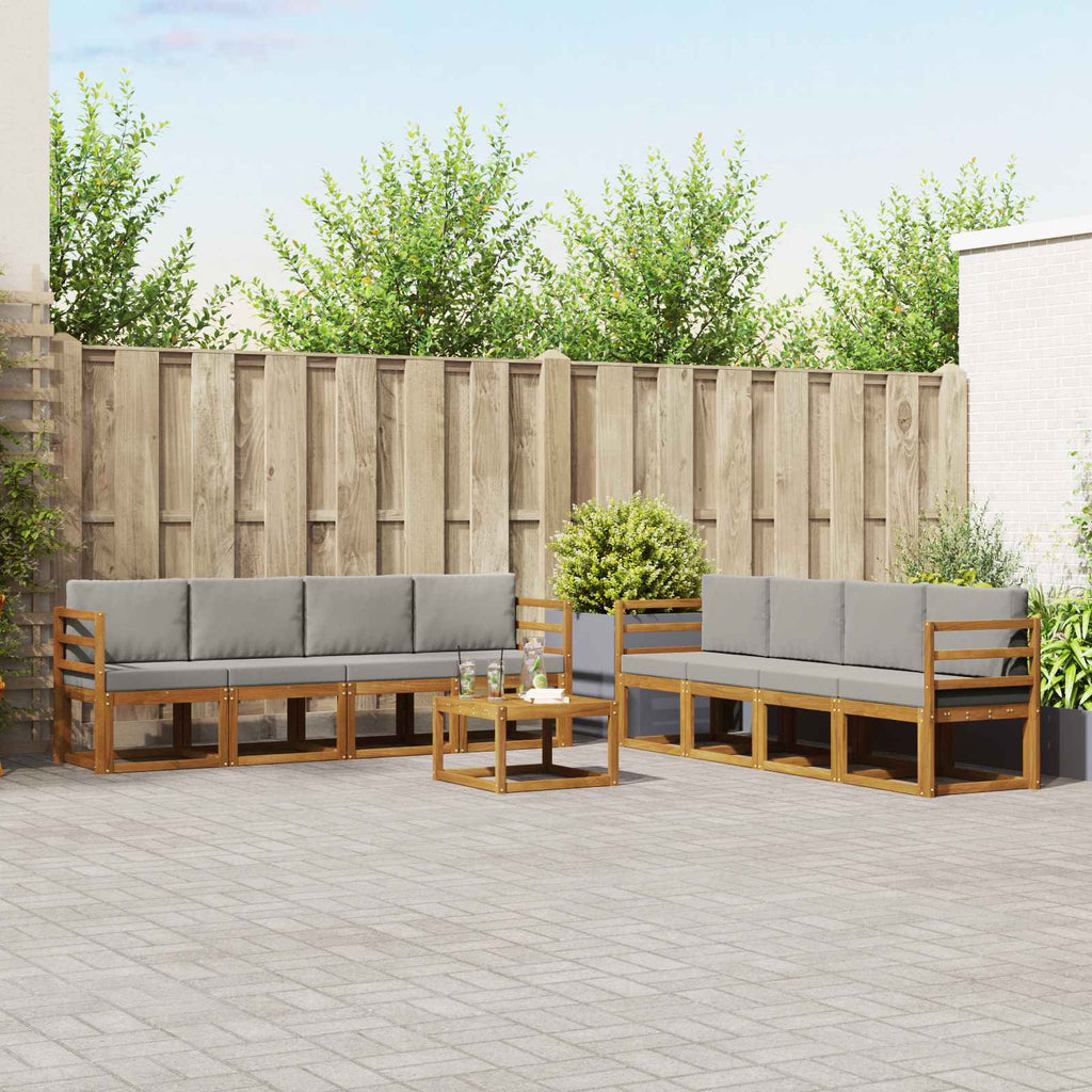 vidaXL Outdoor-Sofagarnitur mit Kissen 9 pcs Natürlich und Hellgrau