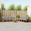 vidaXL Outdoor-Sofagarnitur mit Kissen 9 pcs Natürlich und Hellgrau