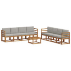 vidaXL Outdoor-Sofagarnitur mit Kissen 9 pcs Natürlich und Hellgrau