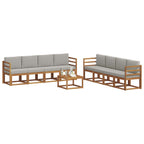 vidaXL Outdoor-Sofagarnitur mit Kissen 9 pcs Natürlich und Hellgrau