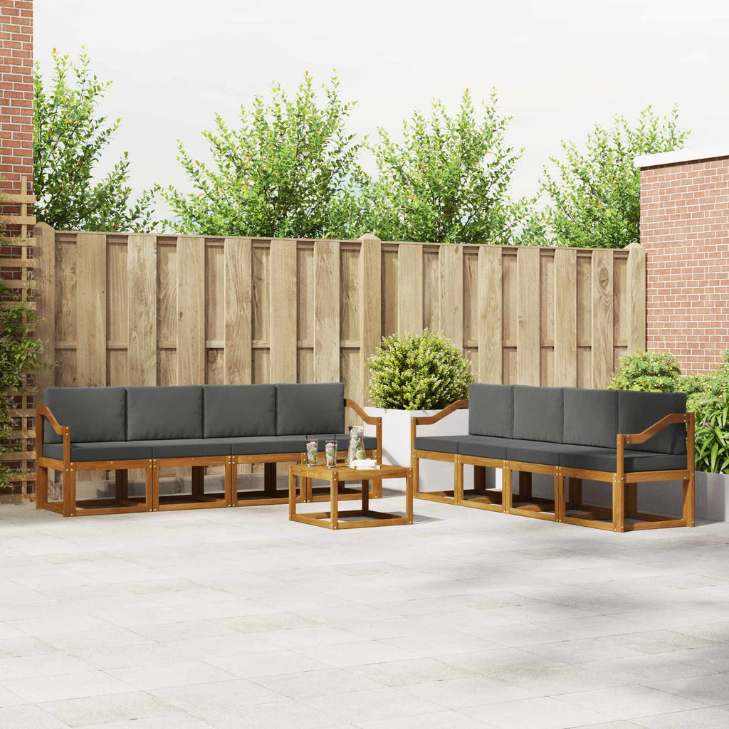 vidaXL Outdoor-Sofagarnitur 9 pcs Natur und Anthrazit