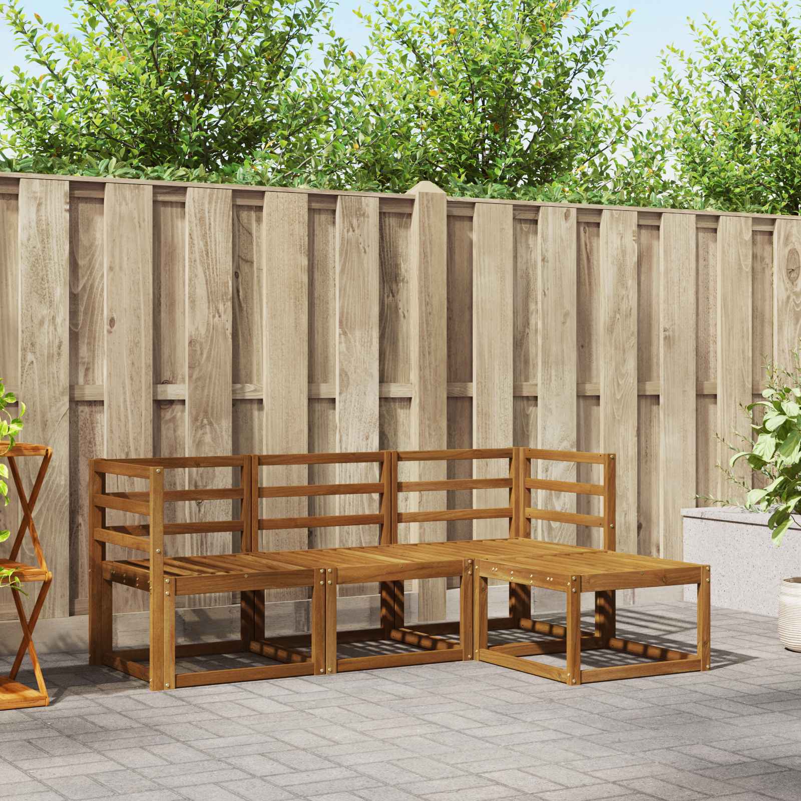 vidaXL Outdoor-Sofagarnitur 4 pcs Natur