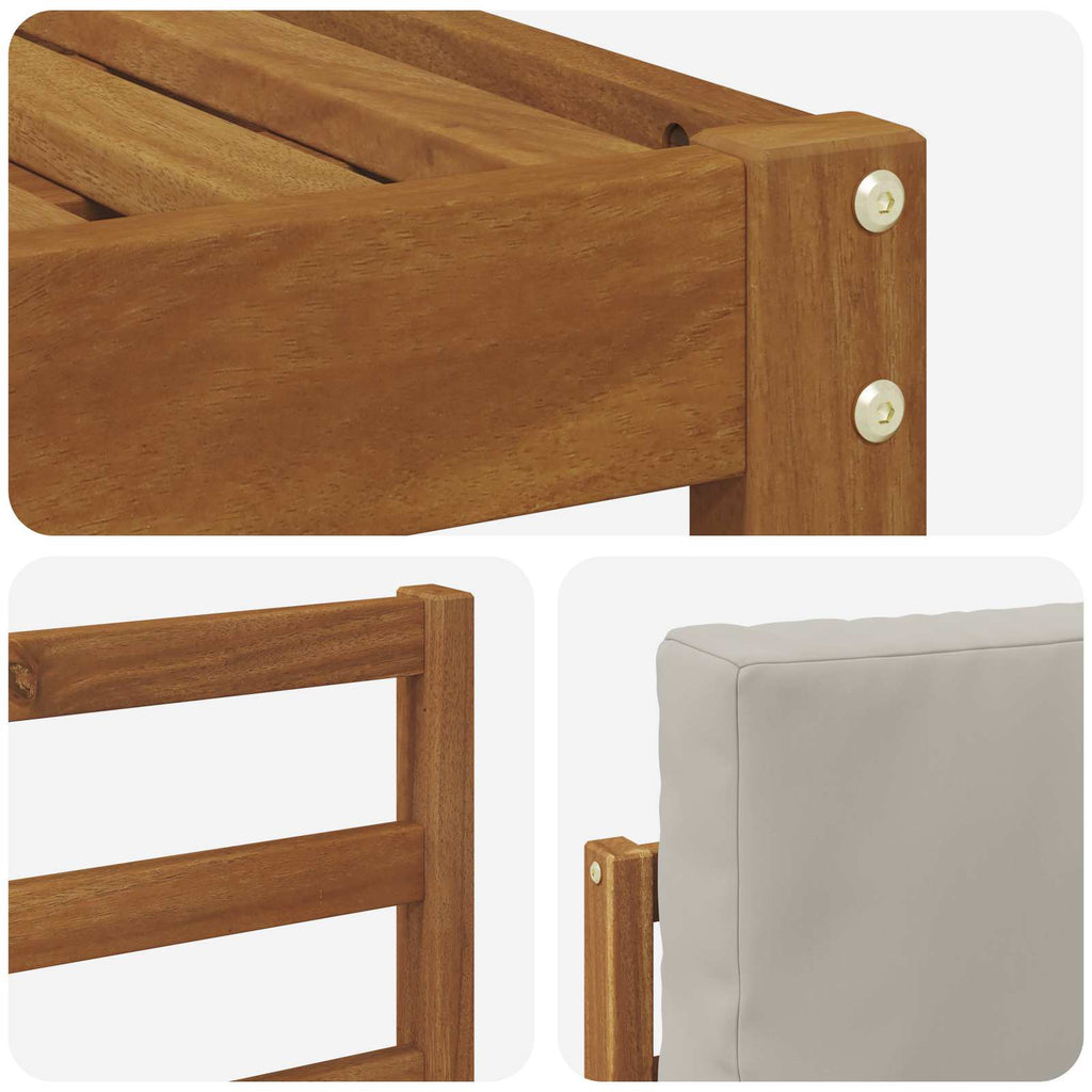 vidaXL Outdoor-Sofagarnitur mit Kissen 4 pcs Natürlich und Hellgrau