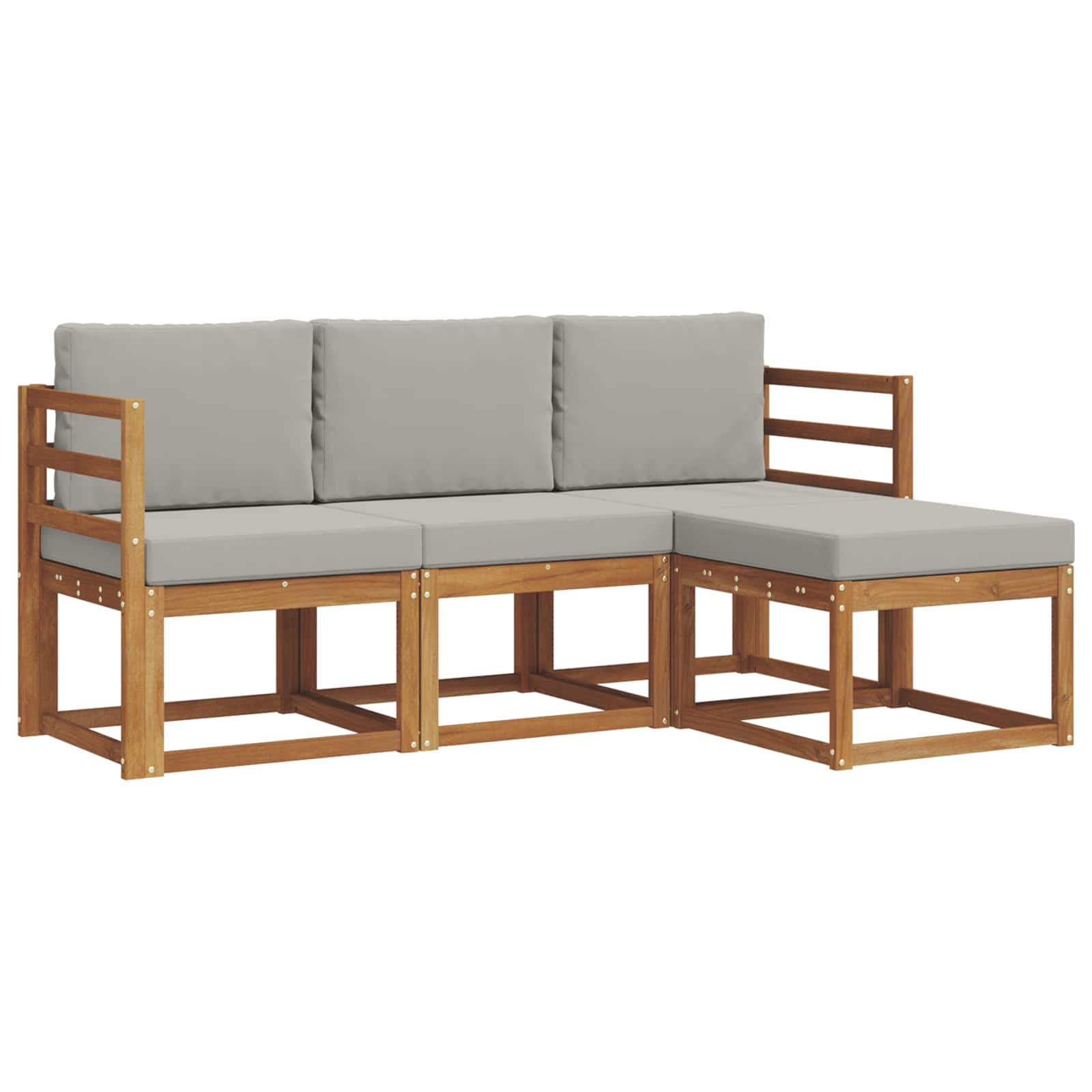 vidaXL Outdoor-Sofagarnitur mit Kissen 4 pcs Natürlich und Hellgrau