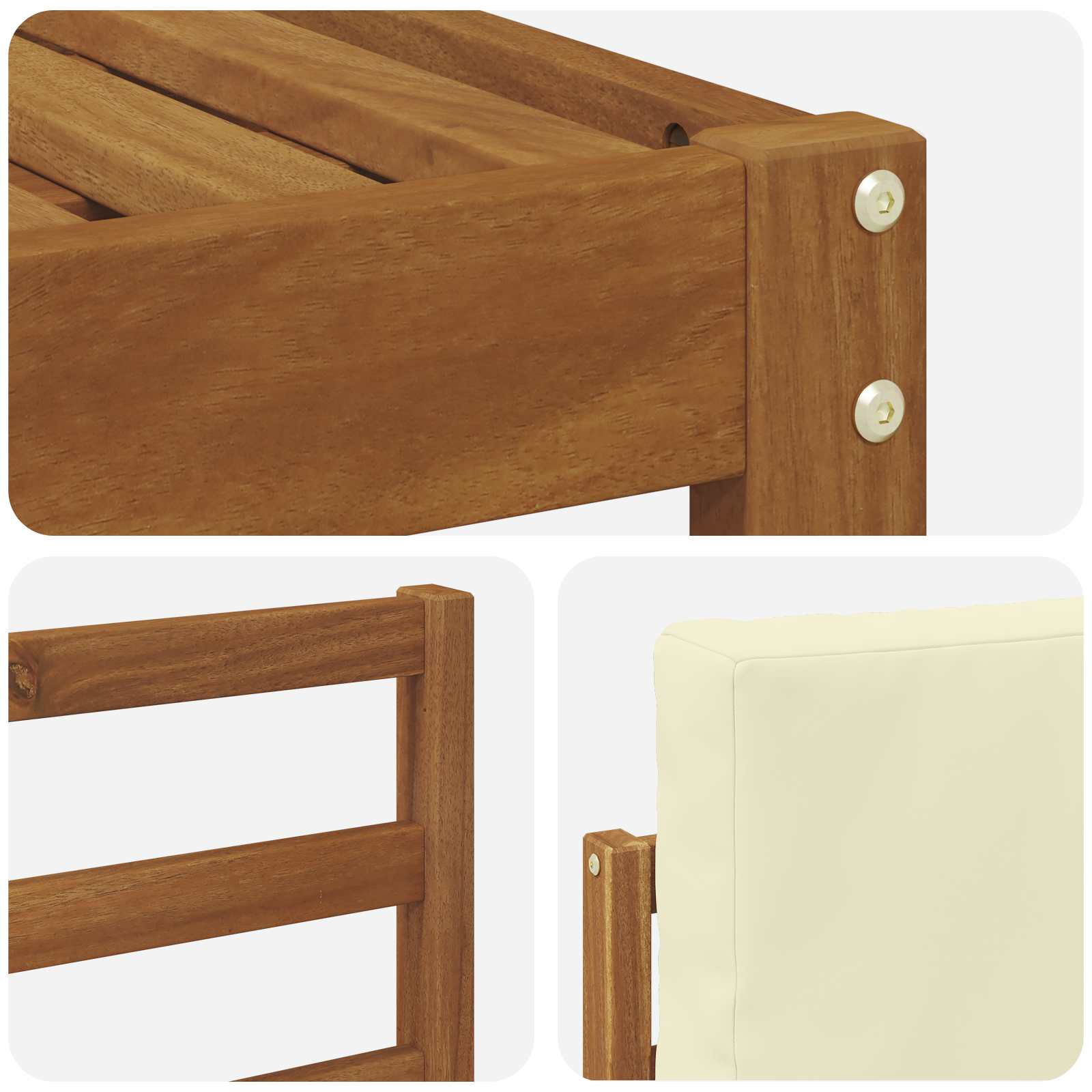 vidaXL Outdoor-Sofagarnitur 5 pcs Natur und Creme Massivholz Akazie