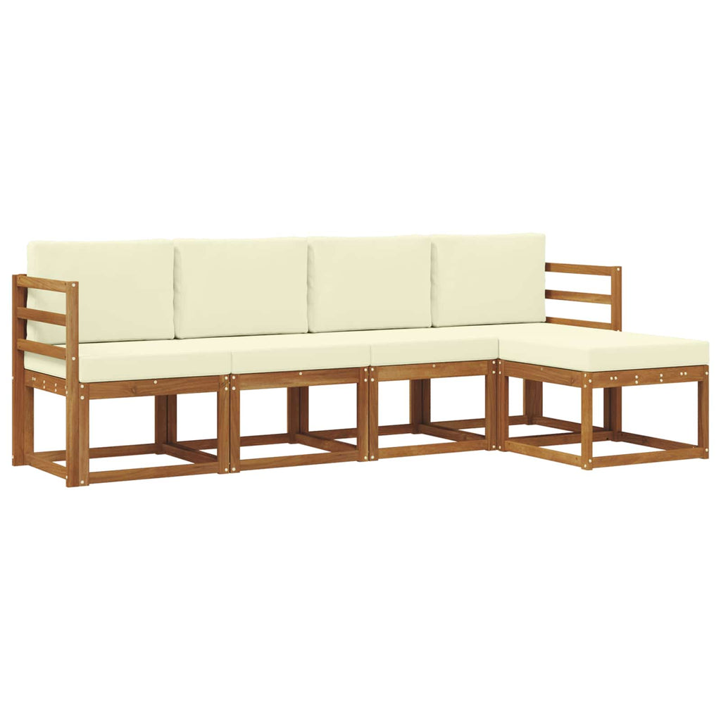vidaXL Outdoor-Sofagarnitur 5 pcs Natur und Creme Massivholz Akazie