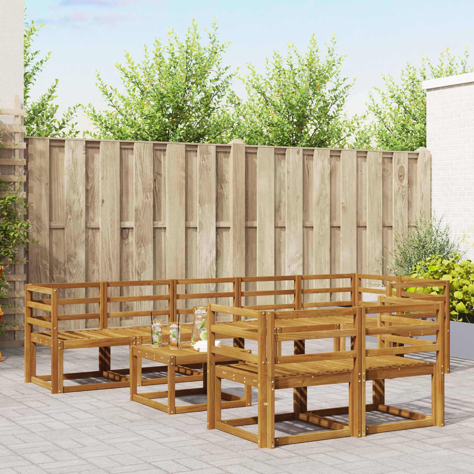 vidaXL Outdoor-Sofagarnitur 9 pcs Natur Massivholz Akazie