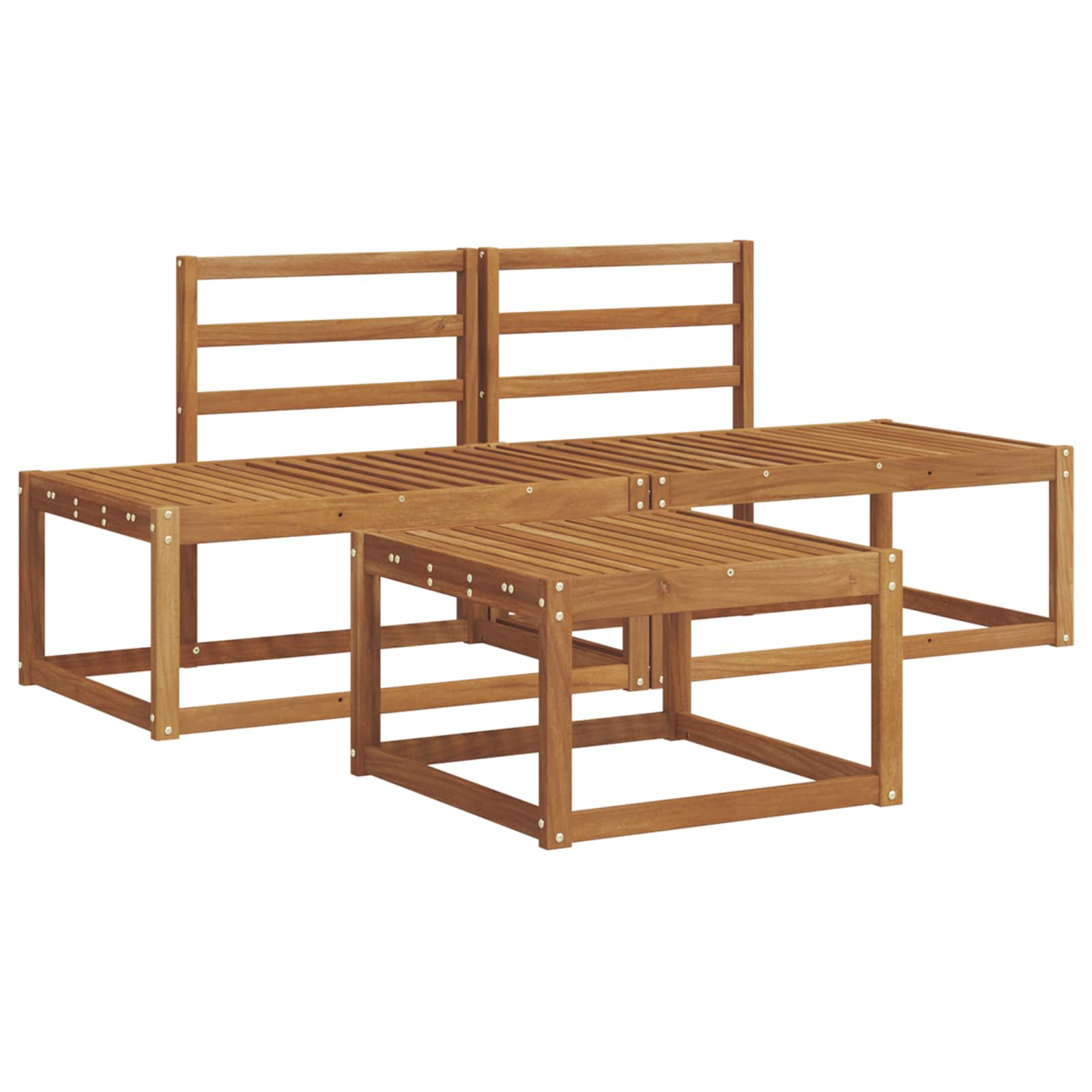 vidaXL Outdoor-Sofagarnitur 3 pcs Natur Massivholz Akazie