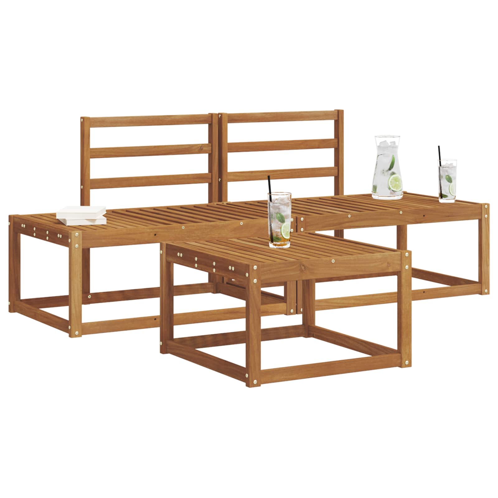 vidaXL Outdoor-Sofagarnitur 3 pcs Natur Massivholz Akazie