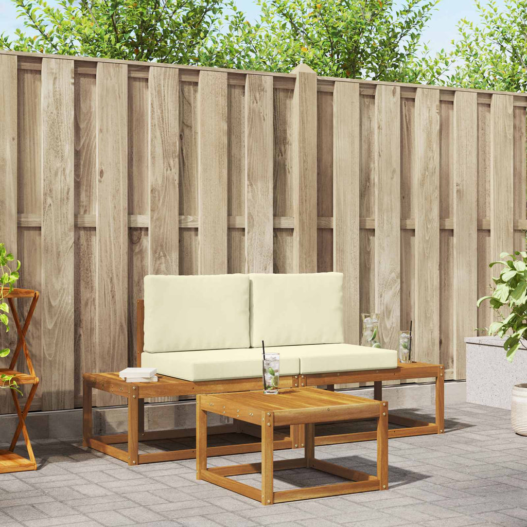 vidaXL Outdoor-Sofagarnitur mit Kissen 3 pcs Natur