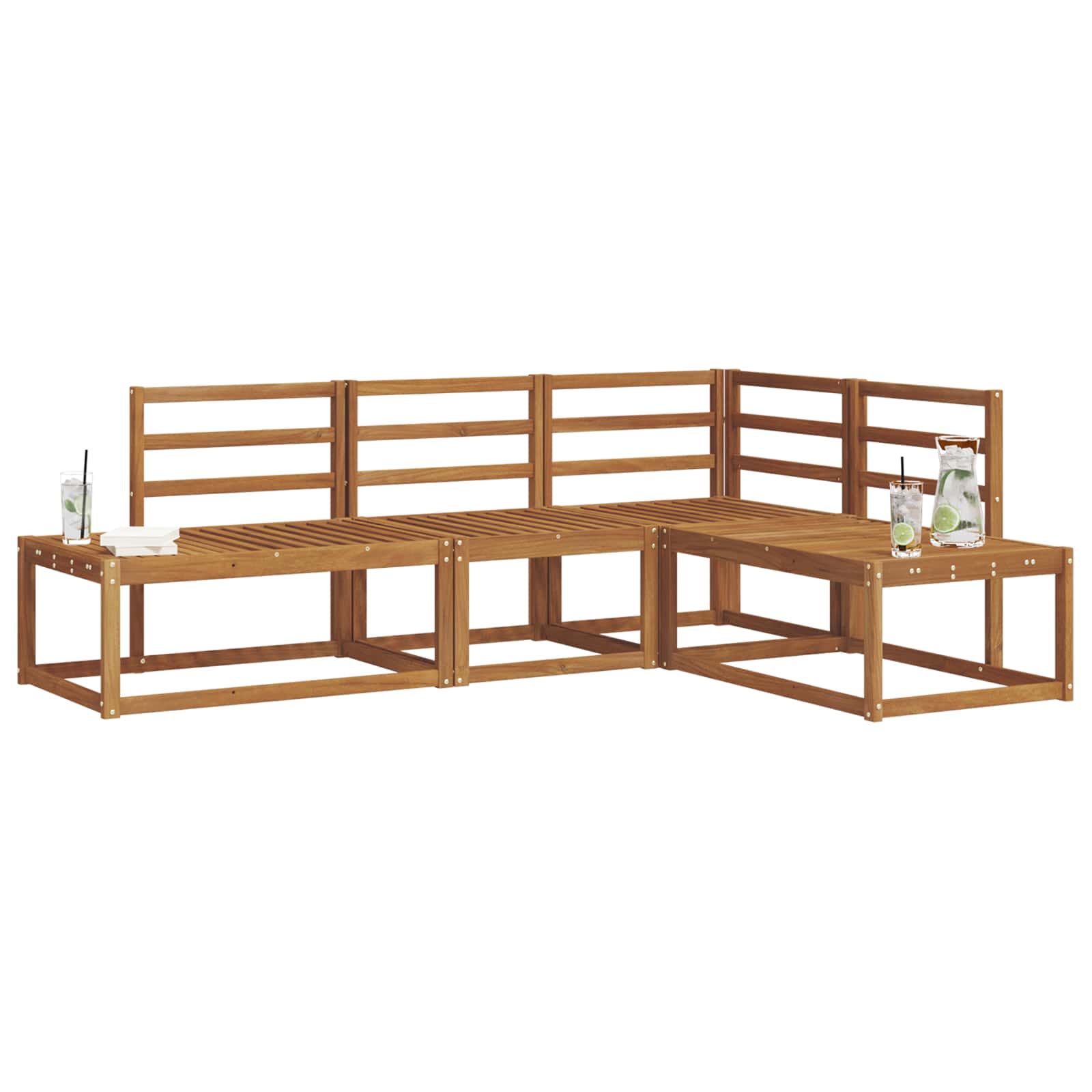 vidaXL Outdoor-Sofagarnitur 4 Stück Natur Massivholz Akazie