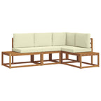 vidaXL Outdoor-Sofagarnitur mit Kissen 4 Stück Natur und Creme