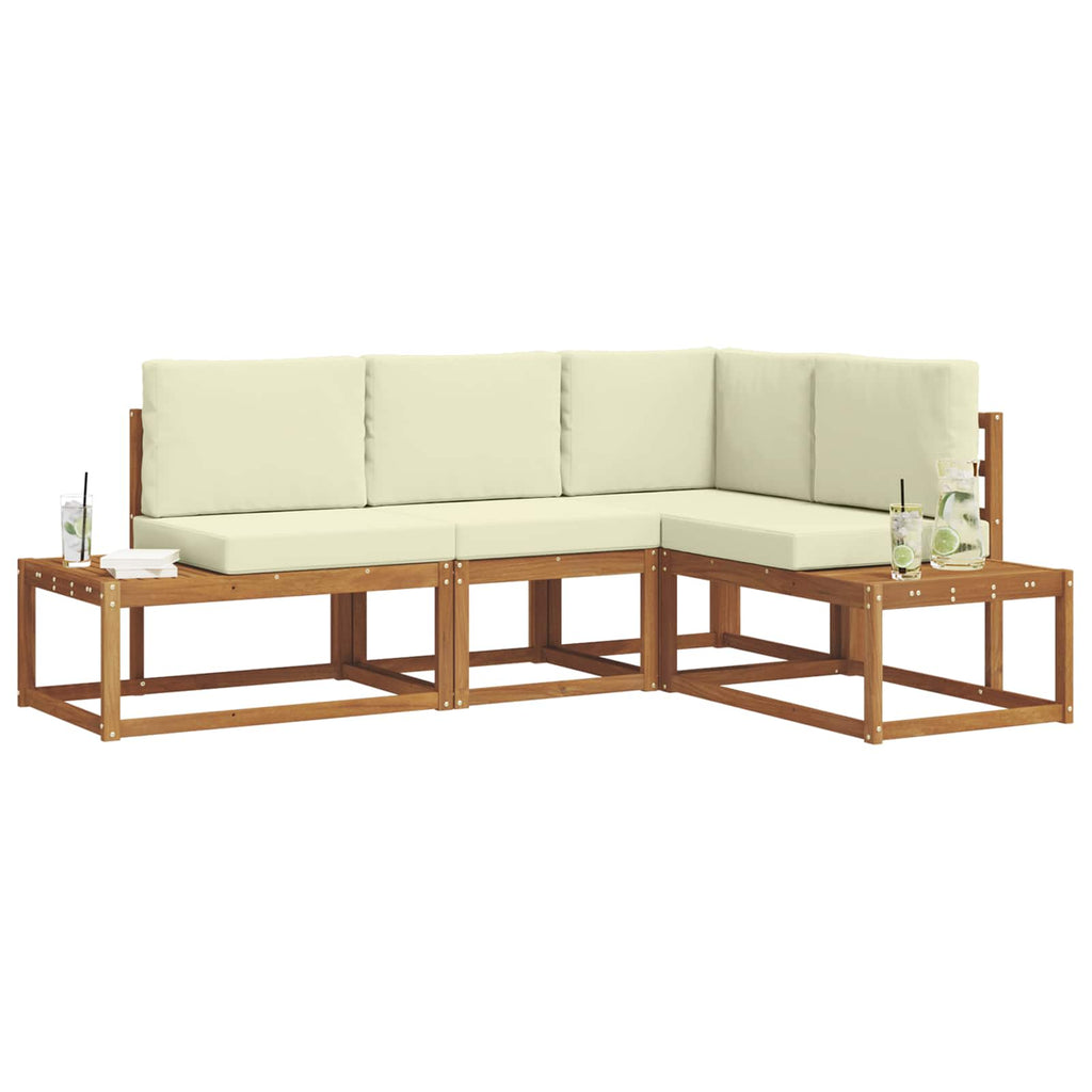 vidaXL Outdoor-Sofagarnitur mit Kissen 4 Stück Natur und Creme