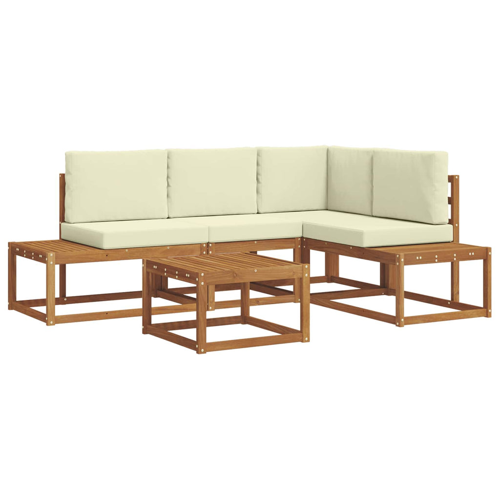 vidaXL Outdoor-Sofagarnitur mit Kissen 5 Stück Natur und Creme