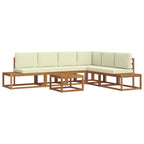 vidaXL Outdoor-Sofagarnitur mit Kissen 7 Stück Natur und Creme