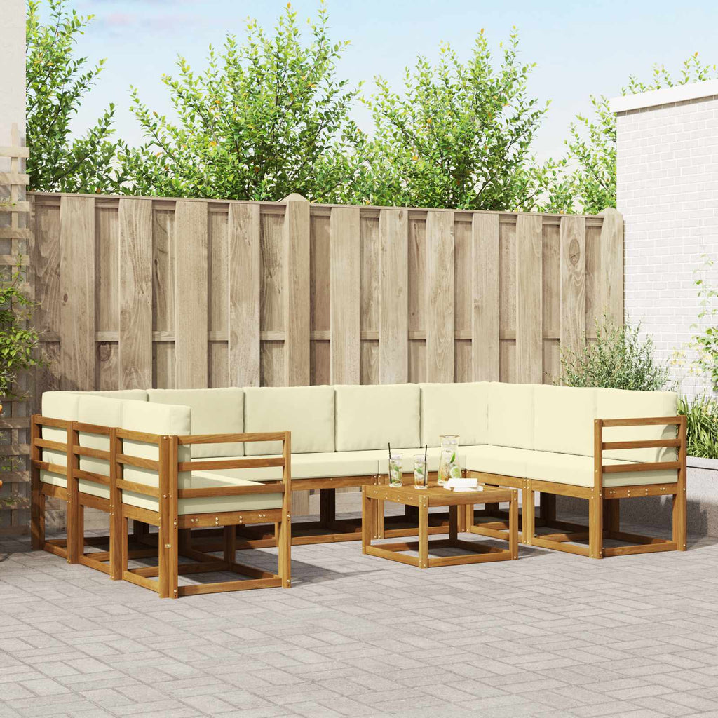 vidaXL Outdoor-Sofagarnitur mit Kissen 10 pcs Natur und Creme