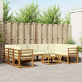 vidaXL Outdoor-Sofagarnitur mit Kissen 10 pcs Natur und Creme