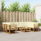 vidaXL Outdoor-Sofagarnitur mit Kissen 10 pcs Natur und Creme