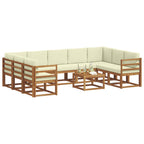 vidaXL Outdoor-Sofagarnitur mit Kissen 10 pcs Natur und Creme