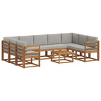 vidaXL Outdoor-Sofagarnitur mit Kissen 10 pcs Natürlich und Hellgrau