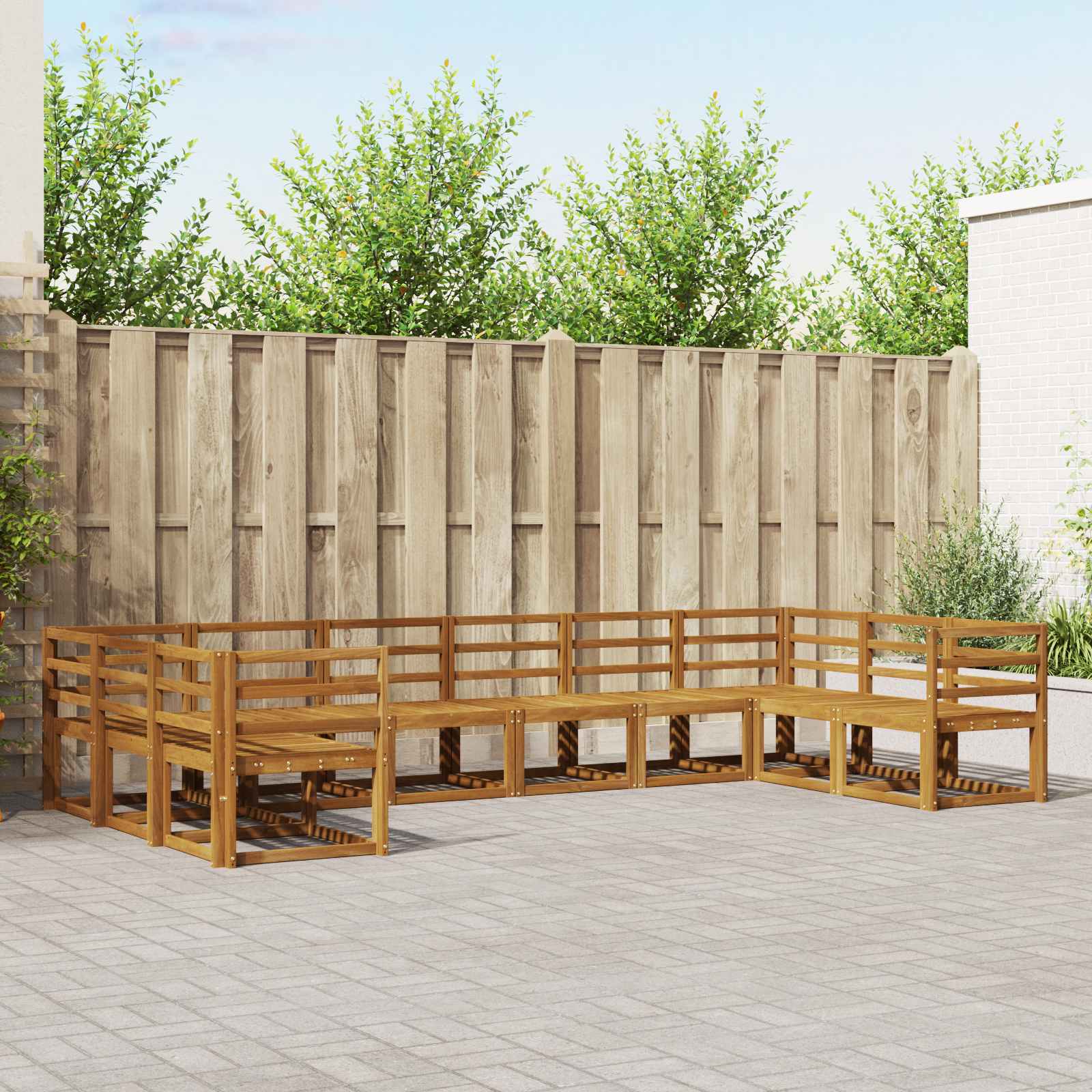 vidaXL Outdoor-Sofagarnitur 10 pcs Natur Massivholz Akazie