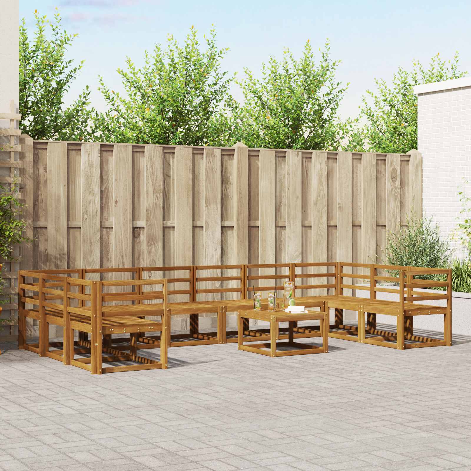 vidaXL Outdoor-Sofagarnitur 11 pcs Natur Massivholz Akazie