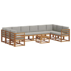 vidaXL Outdoor-Sofagarnitur mit Kissen 11 pcs Natürlich und Hellgrau
