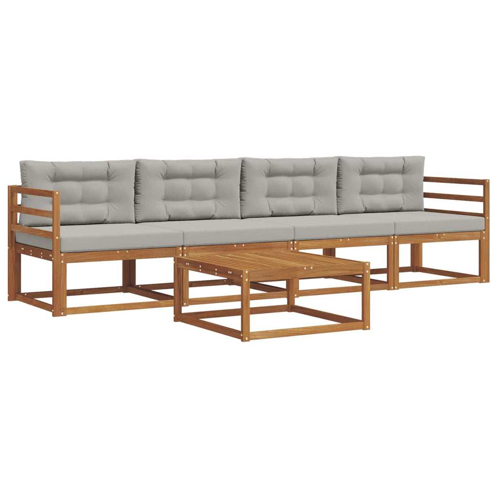 vidaXL Outdoor-Sofagarnitur 5 pcs Natürlich und Hellgrau