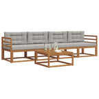 vidaXL Outdoor-Sofagarnitur 5 pcs Natürlich und Hellgrau