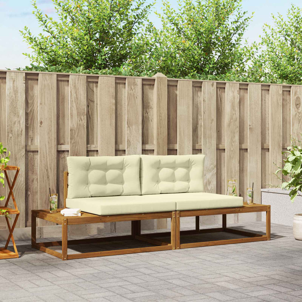 vidaXL Outdoor-Sofagarnitur mit Kissen Natur und Creme