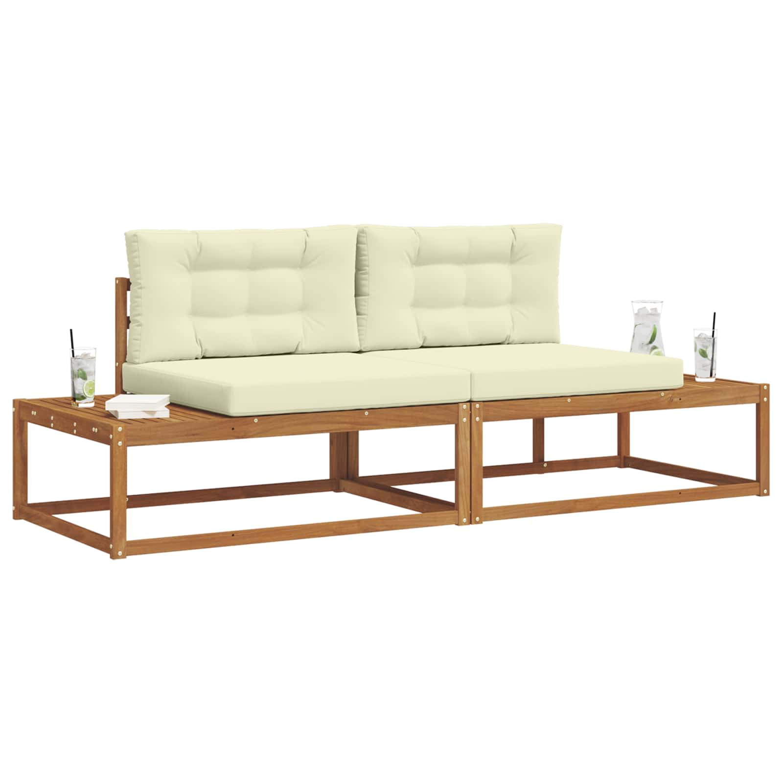 vidaXL Outdoor-Sofagarnitur mit Kissen Natur und Creme