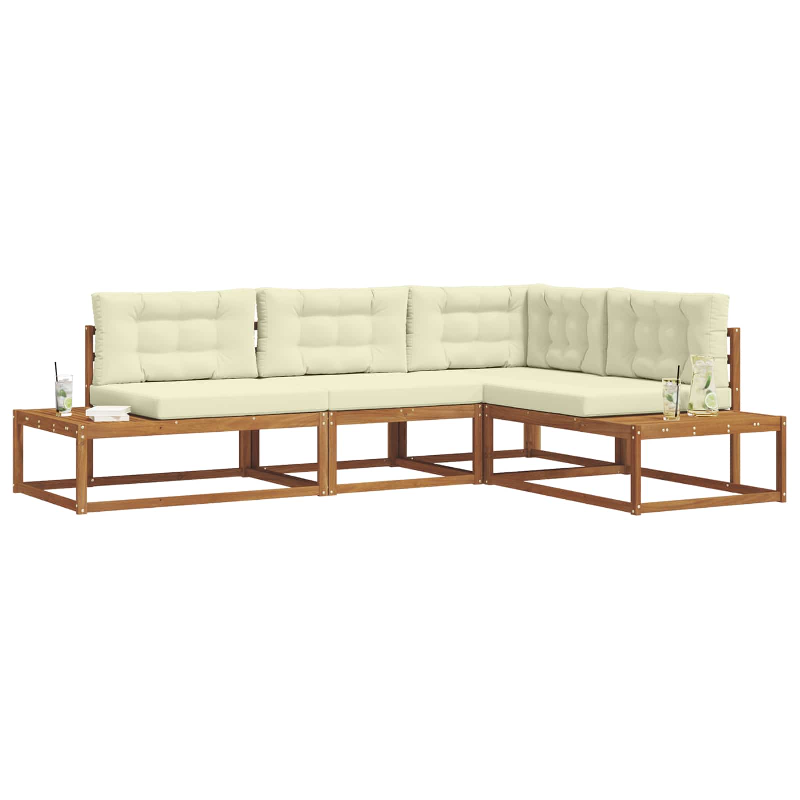 vidaXL Outdoor-Sofagarnitur Natur und Creme