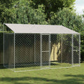 vidaXL Hundekäfig mit Dach Silber 400 x 200 x 256 cm Stahl und PE
