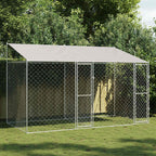 vidaXL Hundekäfig mit Dach Silber 400 x 200 x 256 cm Stahl und PE