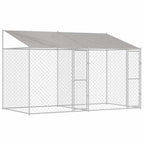 vidaXL Hundekäfig mit Dach Silber 400 x 200 x 256 cm Stahl und PE