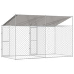 vidaXL Hundekäfig mit Dach Silber 400 x 200 x 256 cm Stahl und PE
