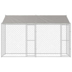 vidaXL Hundekäfig mit Dach Silber 400 x 200 x 256 cm Stahl und PE