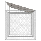 vidaXL Hundekäfig mit Dach Silber 400 x 200 x 256 cm Stahl und PE