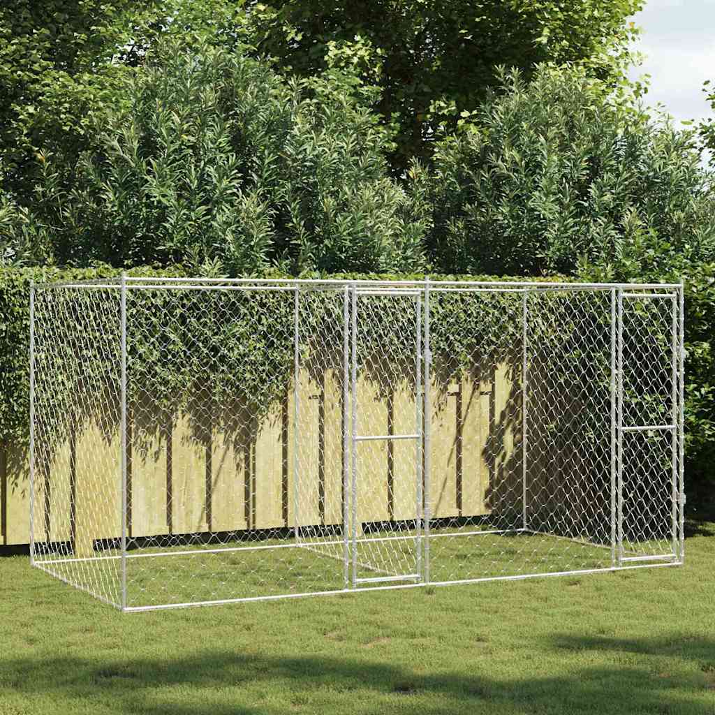 vidaXL Hundekäfig Silber 400 x 200 x 200 cm Verzinkter Stahl
