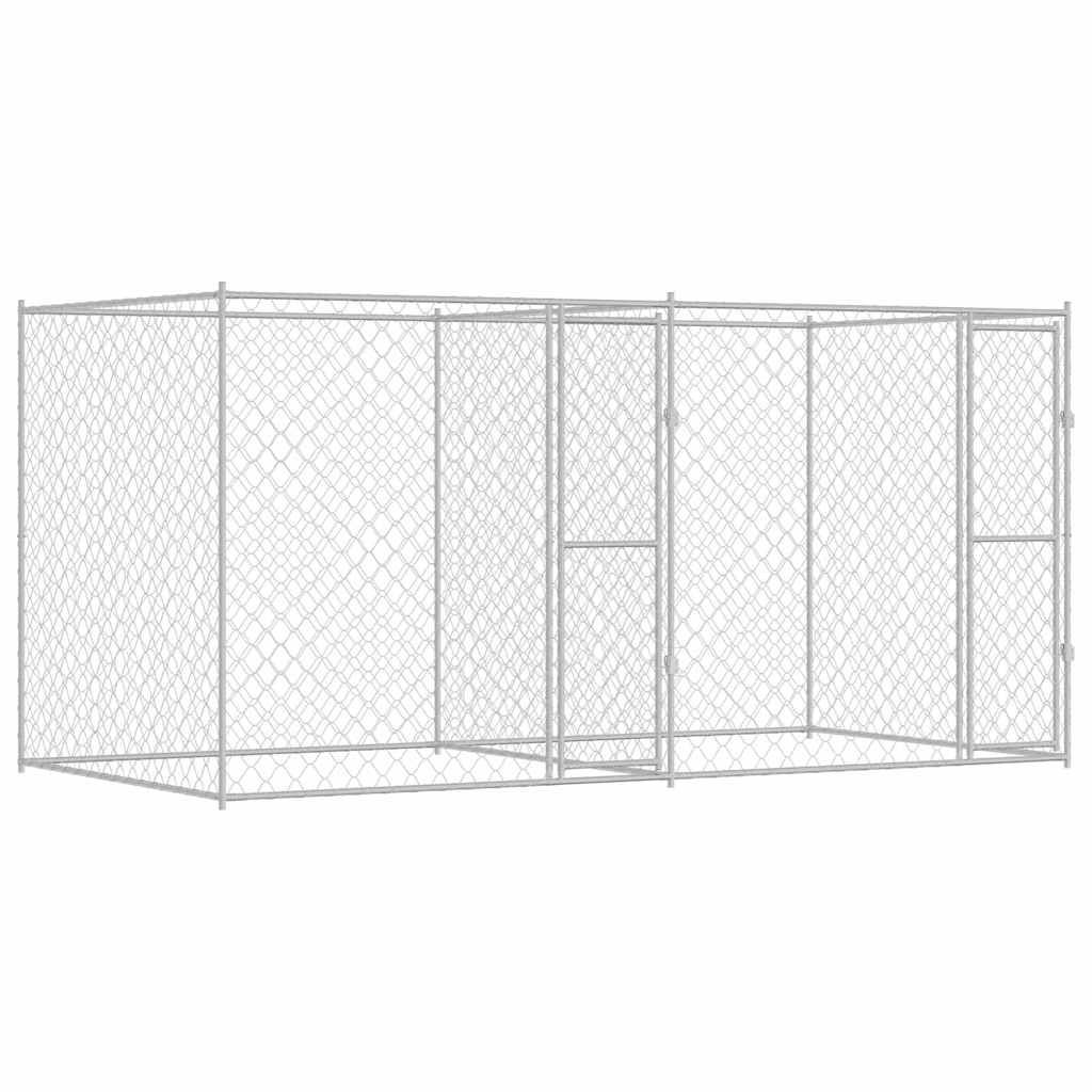 vidaXL Hundekäfig Silber 400 x 200 x 200 cm Verzinkter Stahl