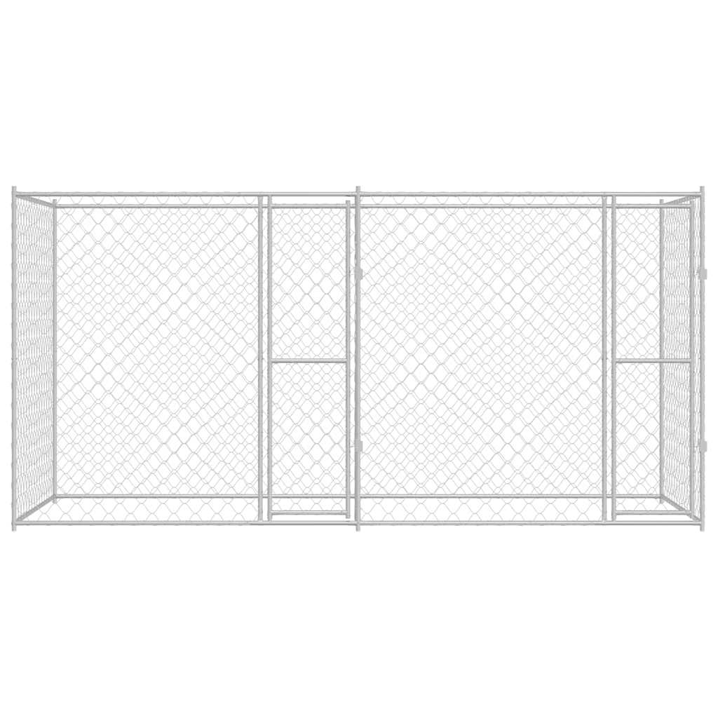 vidaXL Hundekäfig Silber 400 x 200 x 200 cm Verzinkter Stahl