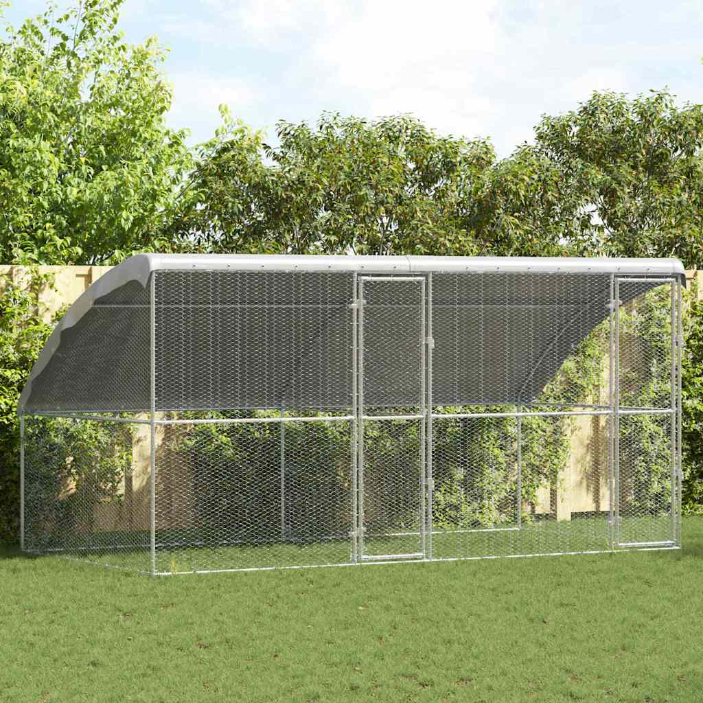 vidaXL Hühnerkäfig 2 pcs Silber 400 x 200 x 200 cm Verzinkter Stahl
