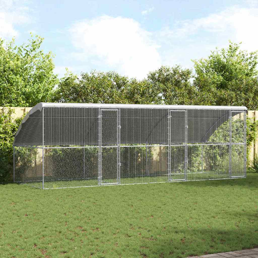 vidaXL Hühnerkäfig 3 pcs Silber 600 x 200 x 200 cm Verzinkter Stahl