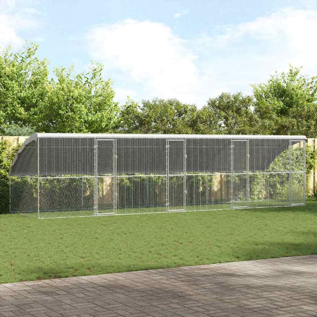vidaXL Hühnerkäfig 4 pcs Silber 800 x 200 x 200 cm Verzinkter Stahl