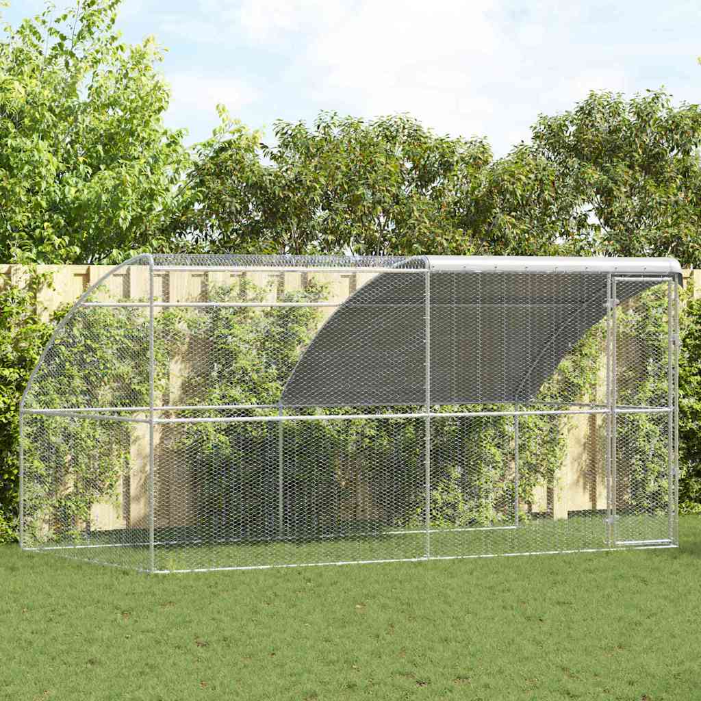 vidaXL Hühnerkäfig 2 pcs Silber 400 x 200 x 200 cm Stahl und PE